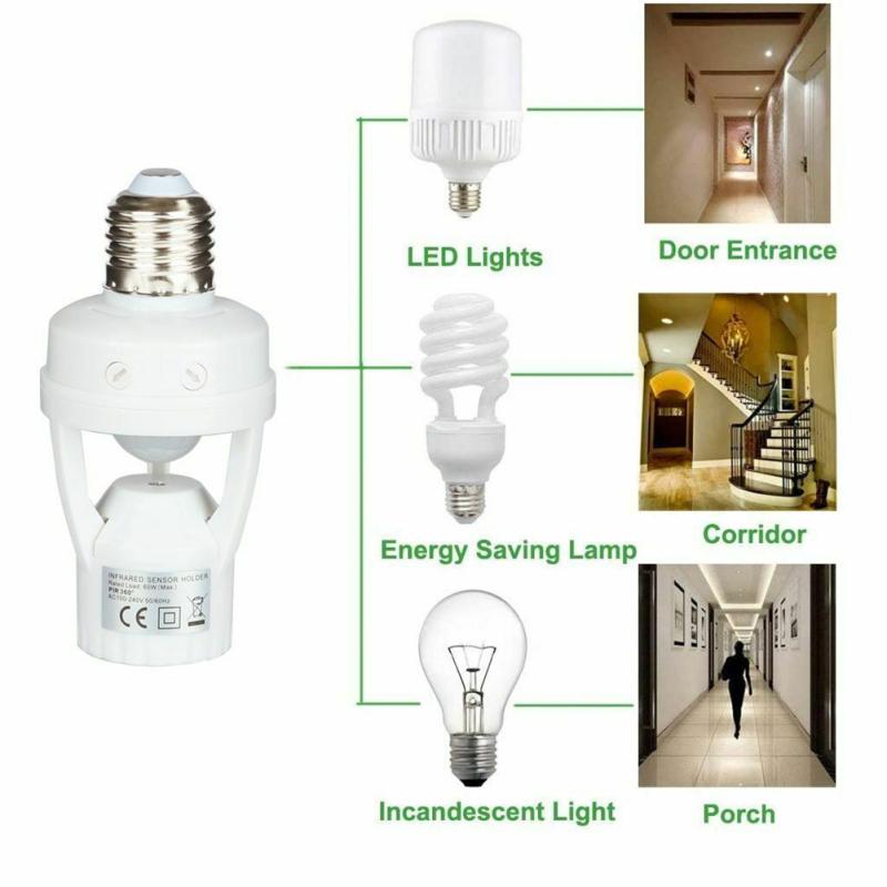 E27 Led Light Bulb Holder Infrared Pir Motion Sensor Socket Switch 110/220v For Families Offices