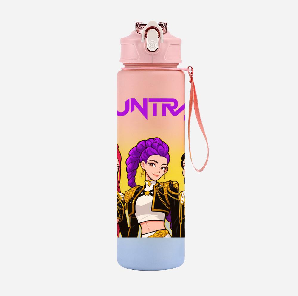Cartoon K-Pop Dämonenjäger Bedruckte 750 ml Wasserflasche Große Kapazität Trinkbecher Tragbarer Outdoor-Sport Wasserbecher Kindergeschenk