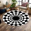 Optical Illusion Black and White Pattern Print Round Rug, Living Room, Bedroom, Playroom Carpet, Non Slip Floor Mat, Gift