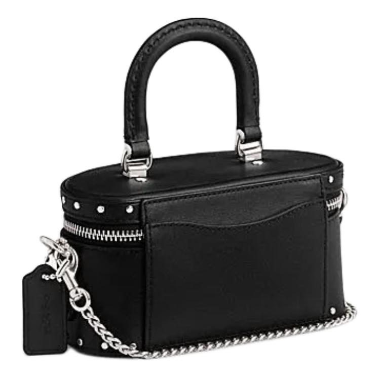 COACH Trail Cow Leather Shoulder Bag, Crossbody Bag Small Women's Black CT878-LHBLK