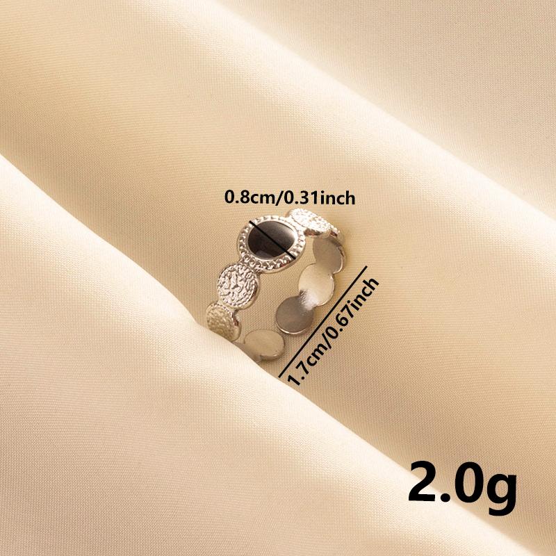 Punk Silver Color Black Enamel Sun Moon Star Eye Rings For Women Men Accessories Stainless Steel Ring Open Finger Jewelry Bagues