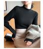 H331 Women's Slim Fit Knitted Half Turtleneck Sweater - Plus Velvet, Warm Long Sleeve Top for Autumn and Winter