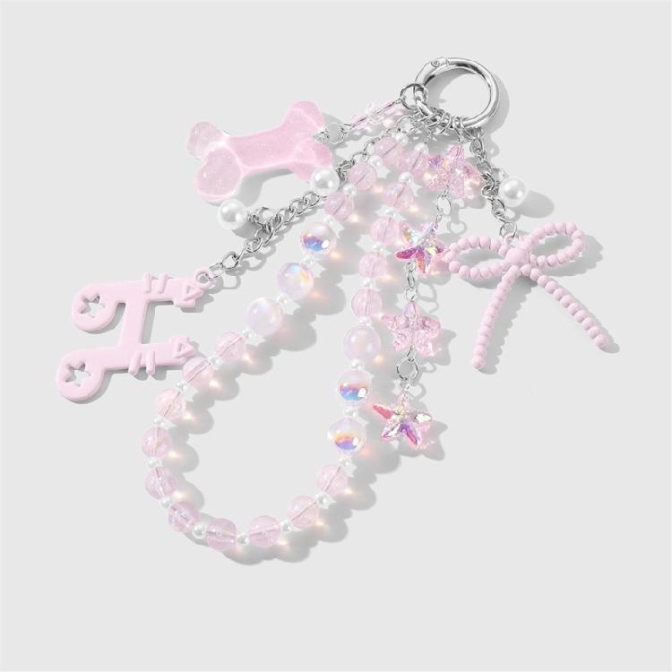 Portable Resin Cat Eye Bead Keychain Set Glittering Resin Bone Heart Designs Handmade Jewelry Accessory