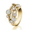 Huitan Hyperbole Wide Ring for Women Gold Color Luxury Twist Design Band Cocktail Rings Fashion Female Accessories Party Jewelry