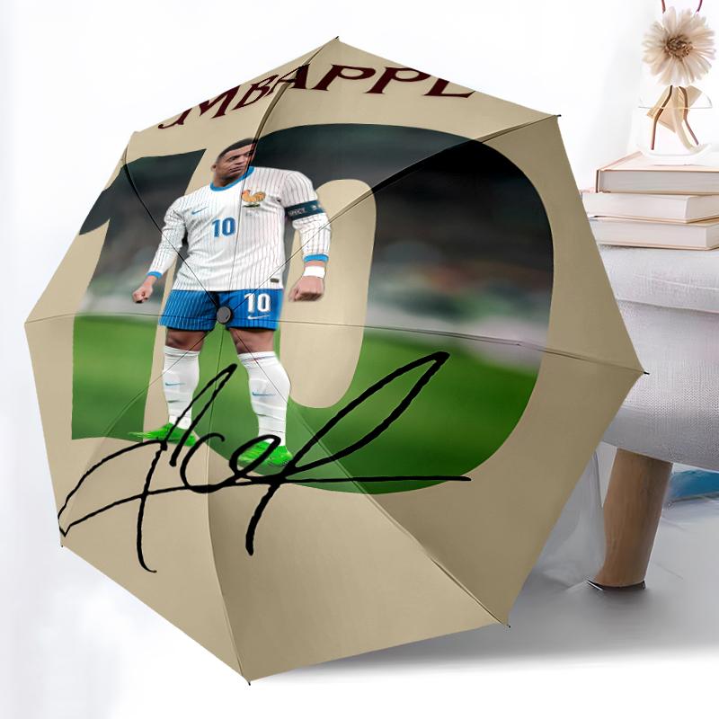Printed Kylian Mbappé Printed Folding Umbrella,Outdoor,Leisure,And Travel Umbrella,Durable Umbrella Fabric,Birthday And Holiday Gift