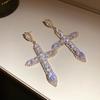 Silver Needle Diamond Zircon Cross Pendant Earrings European and American Simple Fashion Earrings Light Luxury Premium Earrings