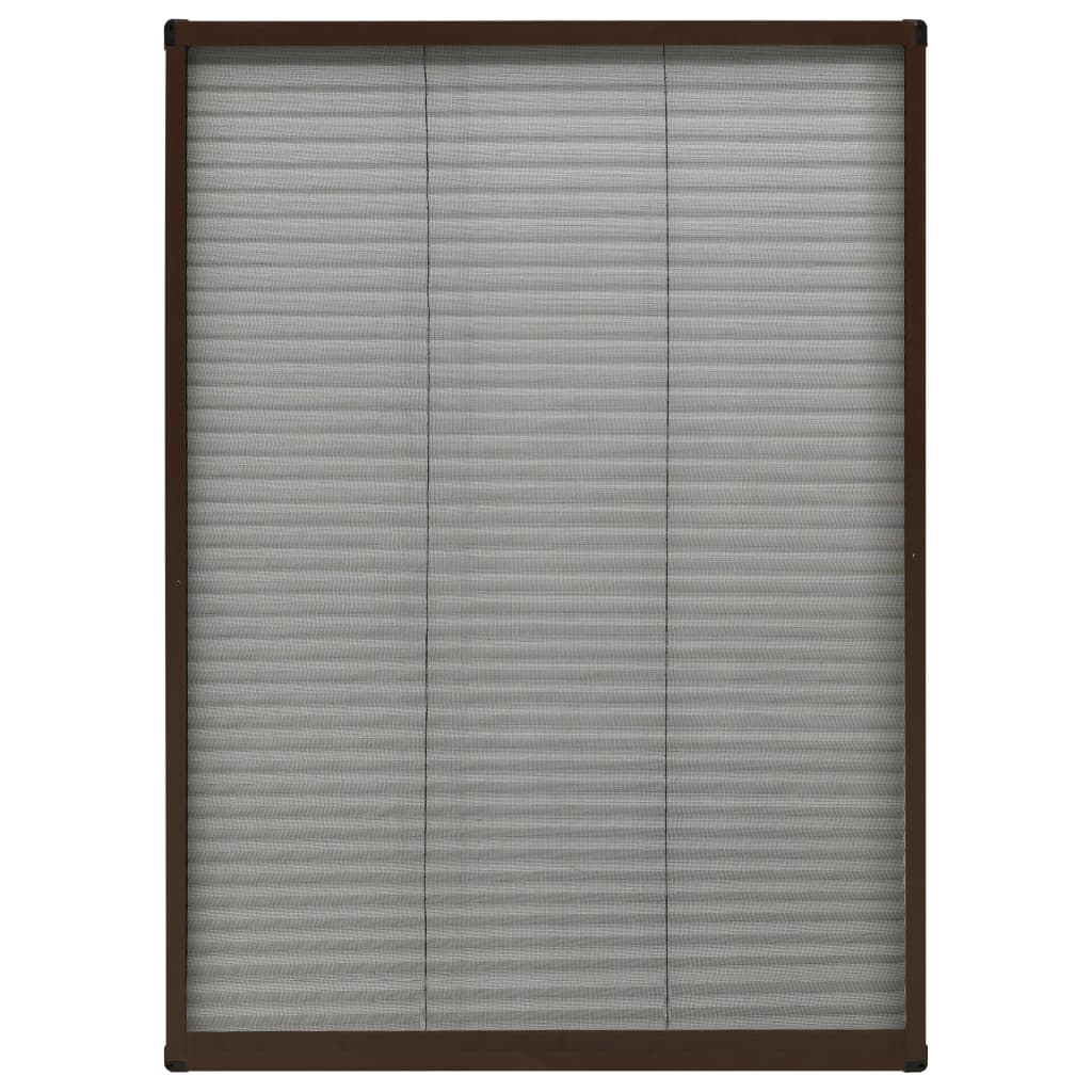 Insect Screen Pleated Blind for Windows Aluminum Brown 80x120 Cm