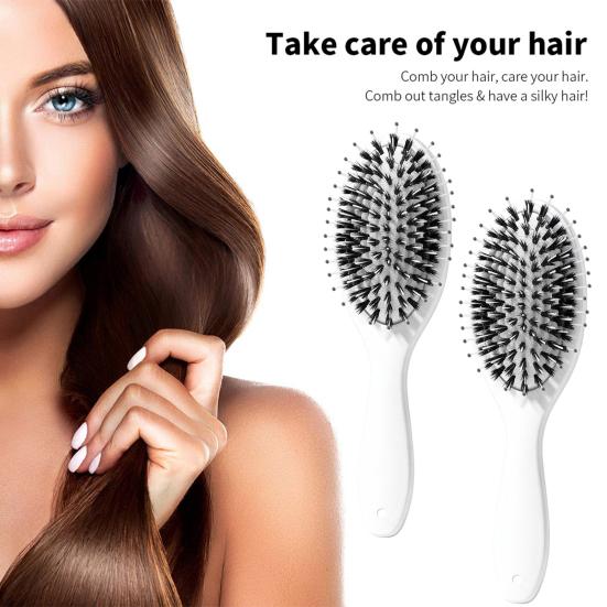 Wildschweinborsten Haarbürste mit ergonomischem Griff Antistatische Kopfhaut Luftkissenkamm Männer Frauen Tragbare Haarstyling Entwirrbürste