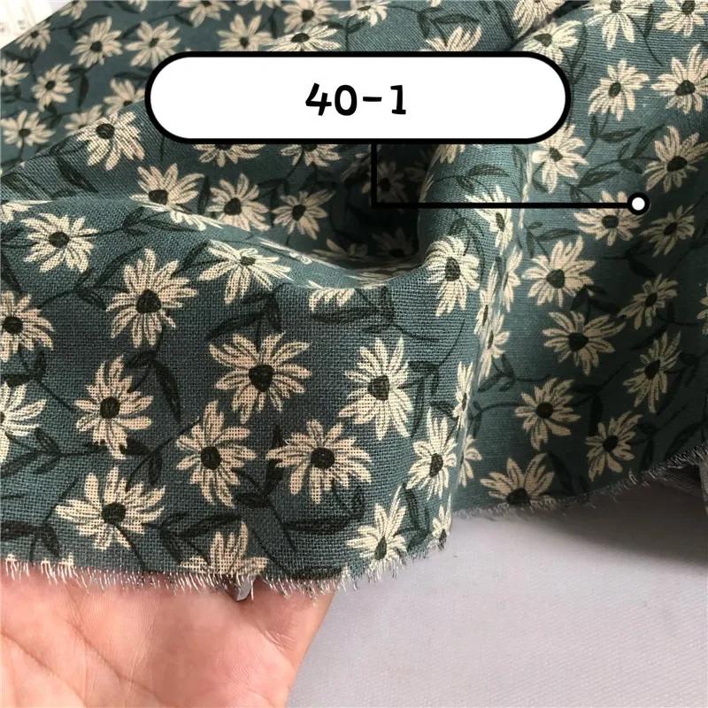 145x50/100cm Cotton Linen Small Floral Printed Fabric For Women's Clothing, Decorative Fabric DIY Handmade Sewing Cloth TJ20270