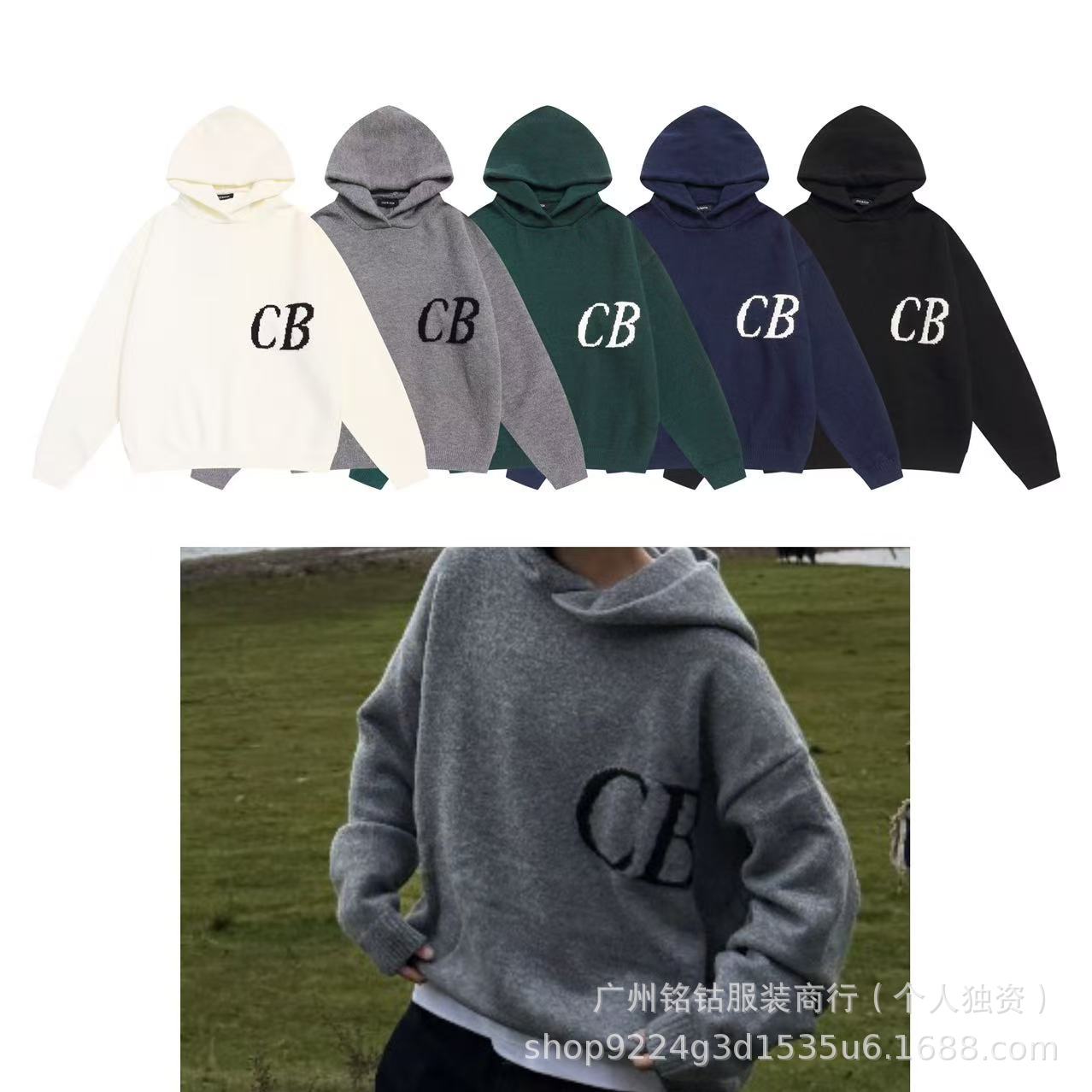Cross-Border Unisex Minimalist CB Jacquard Knit Hoodie XL чёрный