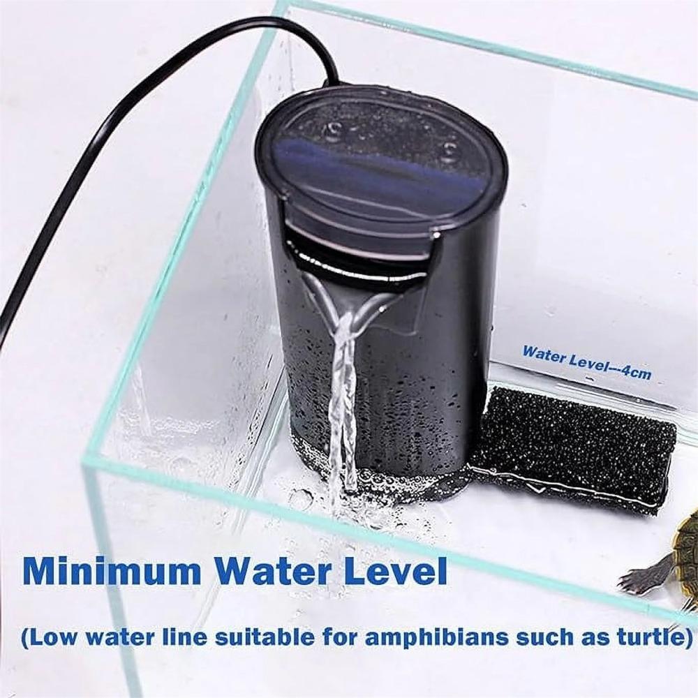 Aquarium Schildkrötenbecken Filter Niedriger Wasserstand Kleiner Fischtank Wasserfall-Typ 5W Leiser Eingebauter Filter Wasserpumpe