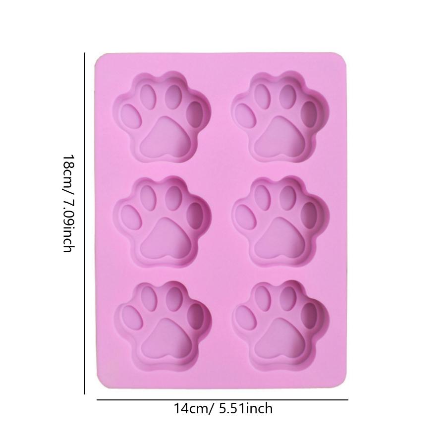 

6-Cavity Cat Dog Paw Print Silicone Mold, For Handmade Soap, Cake Baking Mold, Chocolate Mould рожевий