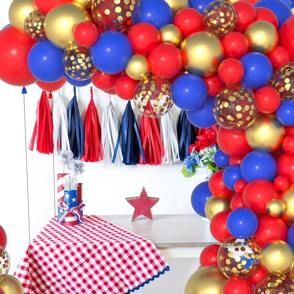 Royal Blue Balloons Red Gold Confetti Balloon Garland Arch Kit Veterans Day Party Patriot Birthday Party Baby Shower Decoration