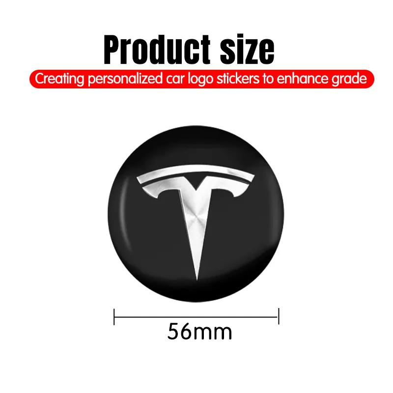 4pz 56mm Tappo Mozzo Tesla Tappo Centrale Logo Adesivo di Alta Qualità per Tesla Model 3 Y S X Adesivo Auto Personalizzato Accessori Auto