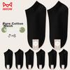 [100% Pure Cotton Mesh Odor-Resistant] Women's Short Socks, Summer Lightweight Black Boat Socks for Wome