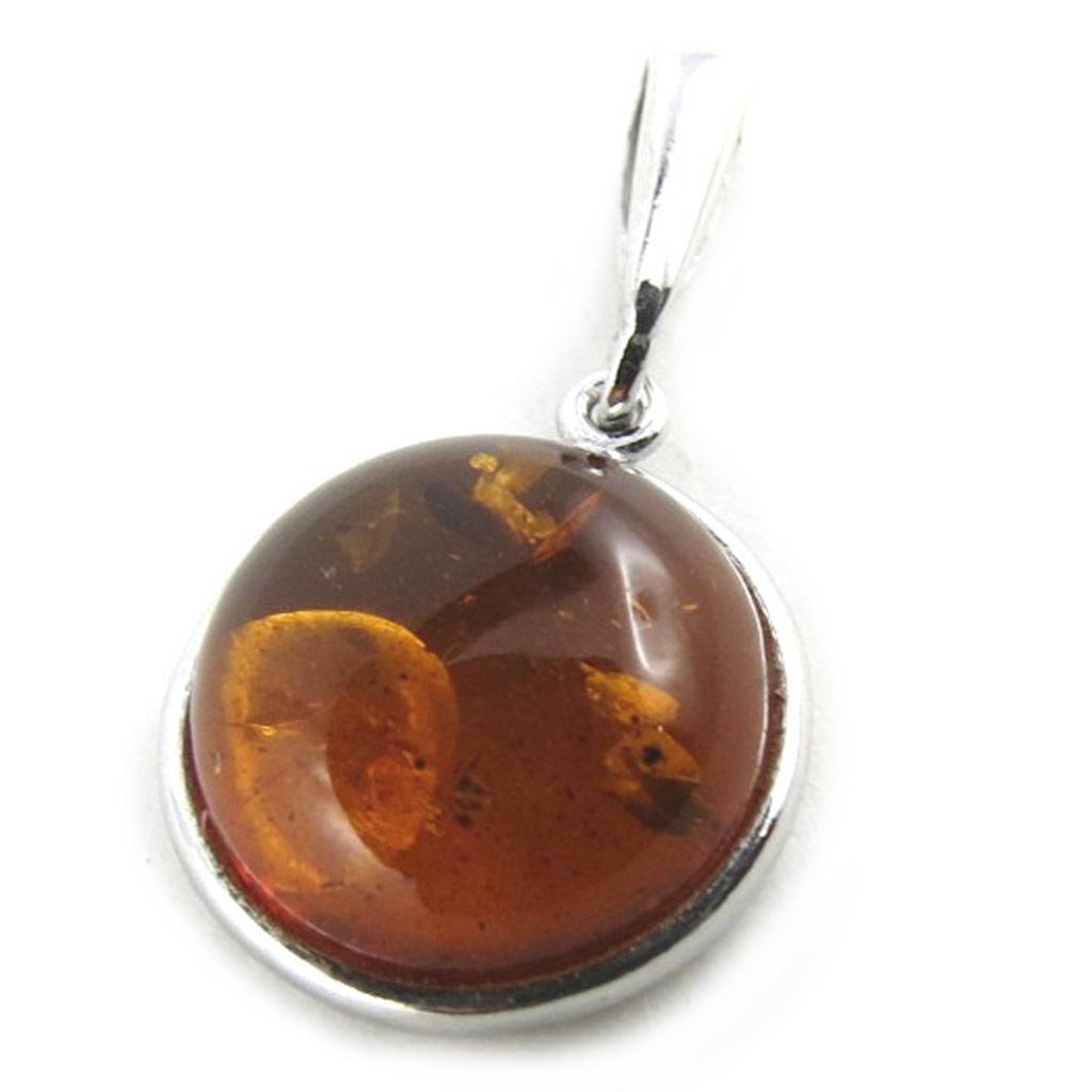 Les Trésors De Lily [N2203] - Silver Pendant 'Inspiration' Cognac Amber (rhodium-plated) - 13 Mm