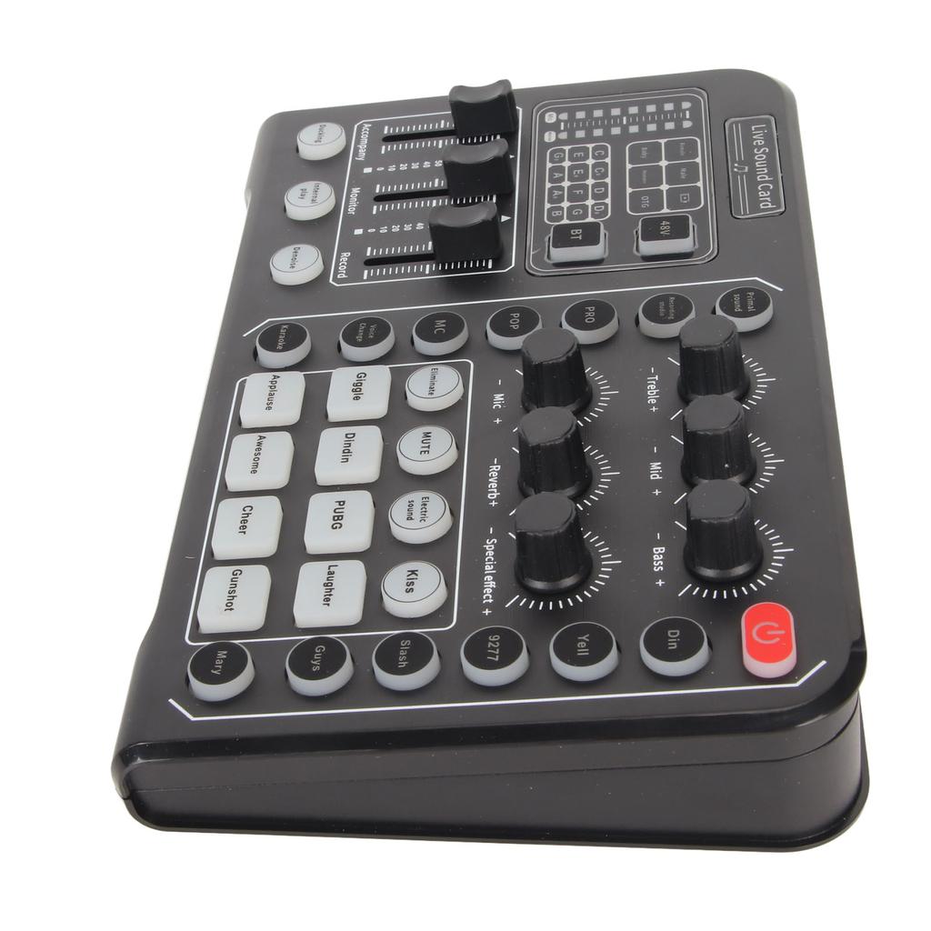 Live Sound Card Support Bluetooth 48V Large Diaphragm Noise Cancelling Sound Mixer Board with 15 Sou