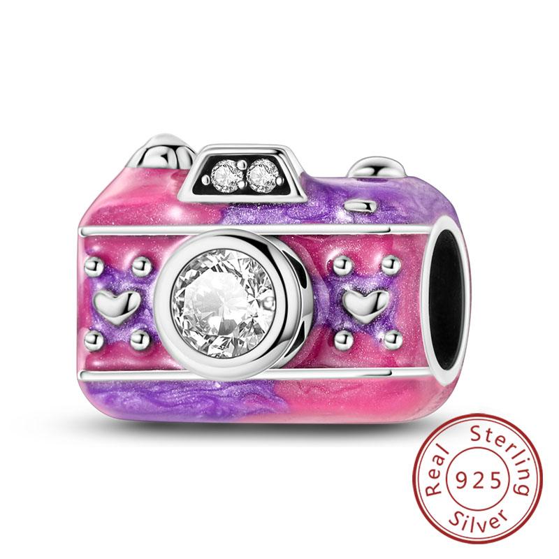 Neuer Kupfer-Charm Flugzeug Kamera Koffer Liebe Reisen Leben DIY Perlen Passend für Original-Charms Armband Schmuck