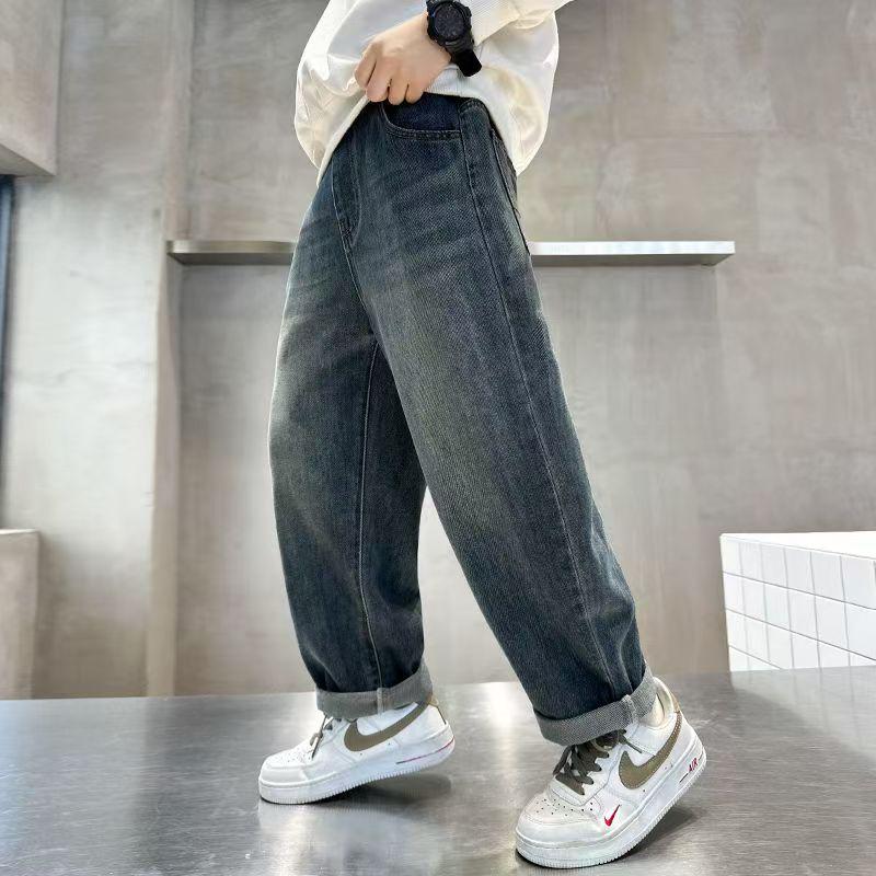 Boys' Stylish Jeans for Spring/Autumn - Trendy and Versatile Long Pants for Medium to Large Children