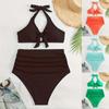 Plus Size Women's Tummy Control Maternity Swimsuit - Solid Color Fashion for European & American Styles, Ideal for Vacations & Hot Springs