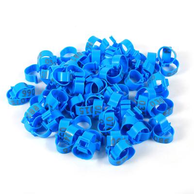 100 PZ/Sacchetto 16MM Numerati 001-100 Anelli da Gamba in Plastica per Pollame Polli Anatre Oche(blu)