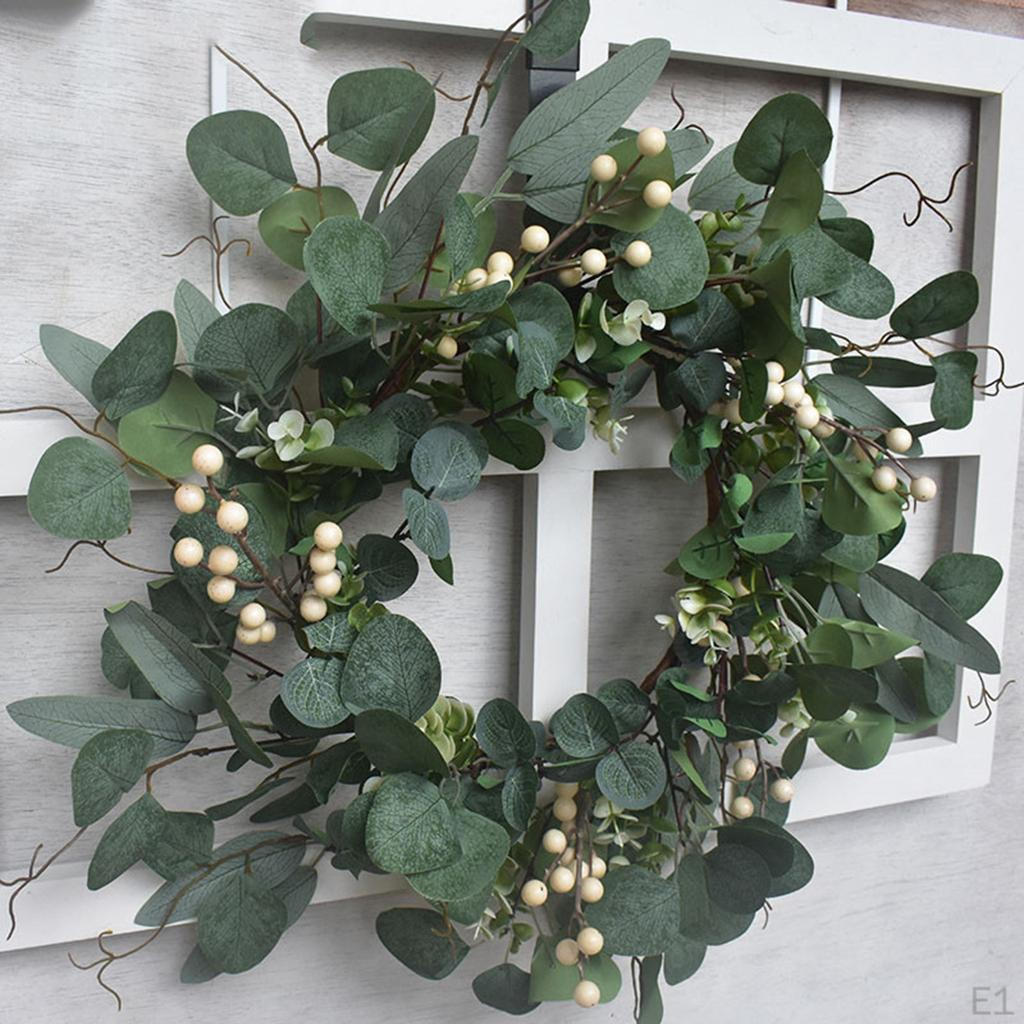 20'' Artificial Eucalyptus Wreath for Front Door Spring Wall with Green Leaves Porch