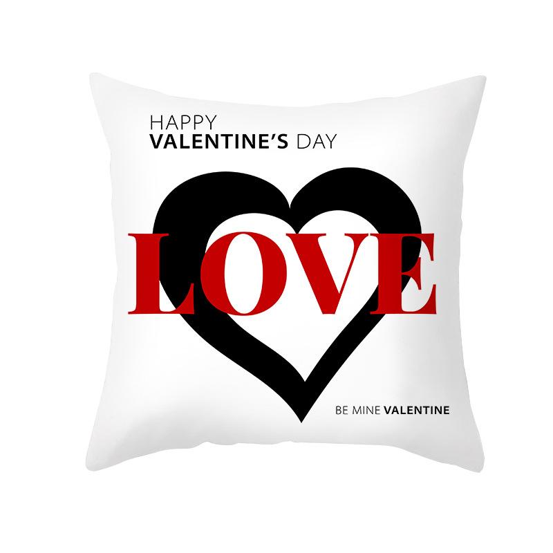 

Red Cartoon Letter Series Valentine s Day Pillow Cover Peach Skin Print Sofa Cushion Cushion Cover 45 * 45Cm (without pillow core)