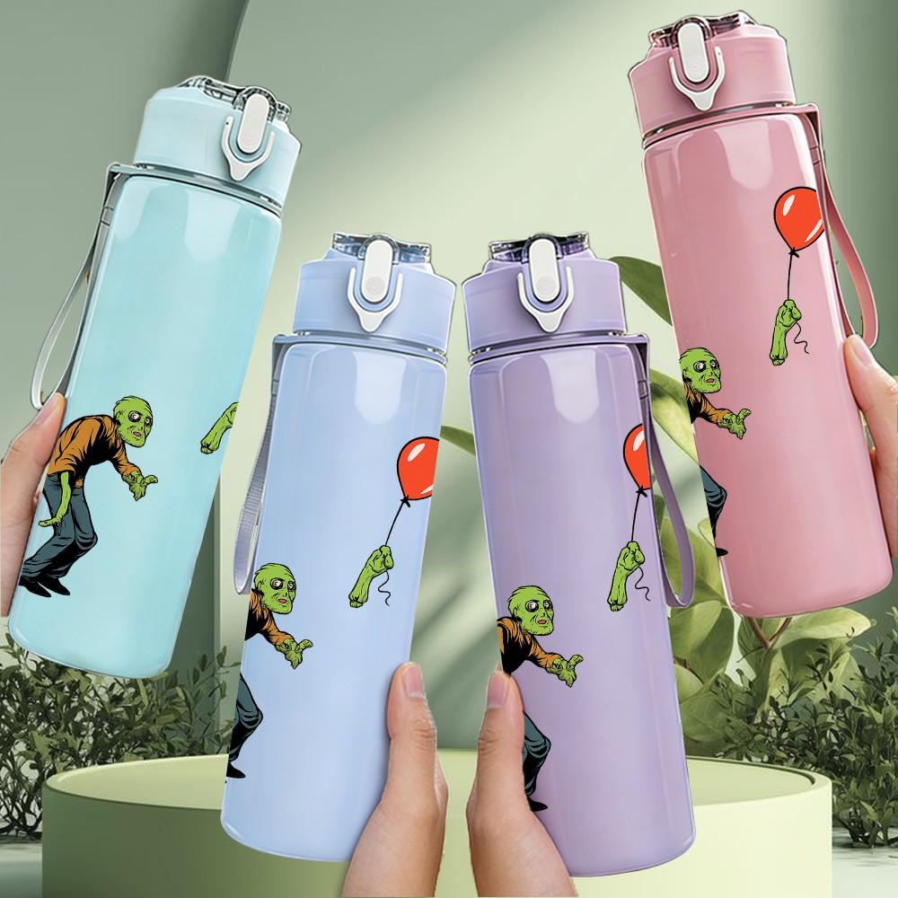 1PC Balloon Walking Frog Art 750ml Color Plastic Sports Water Bottle Leakproof Flip Straw Lid Suitable for Sports Office Home Use