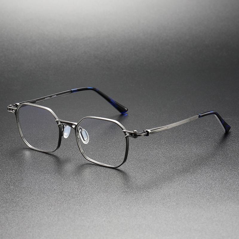 Yuanzaki Anti-Gang Pure Titanium Retro Square Eyeglasses - Handmade Prescription Frames