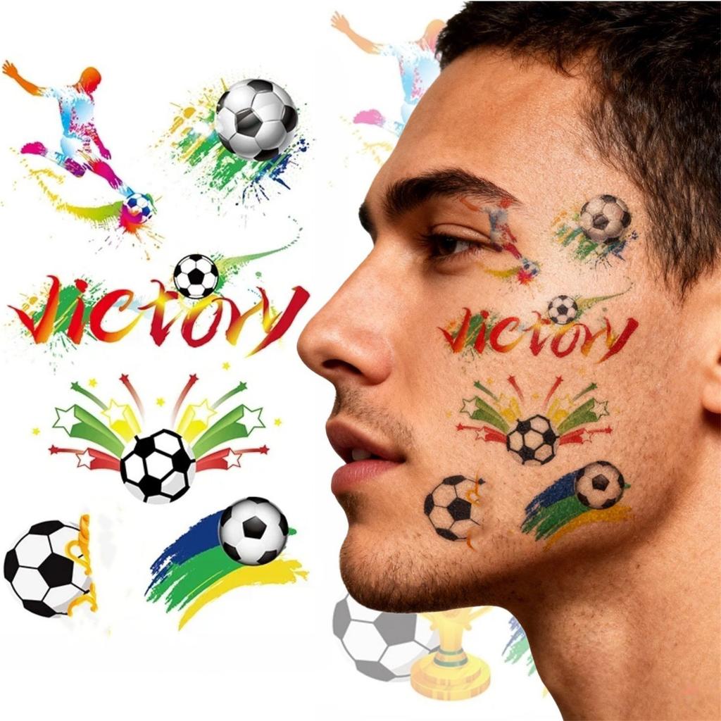 Temporary Soccer Tattoos Set Water Transfer Stickers for Sports Fans Football Match Body Art Decals for Game Day and Cheer Events