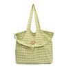 Spring and summer cute plaid shoulder bag, new letter cloth bag, large-capacity student class tote bag