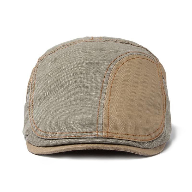 New Casual Splicing Cap, Pure Cotton Summer Men's Beret Shading Breathable Retro Fashion Hat