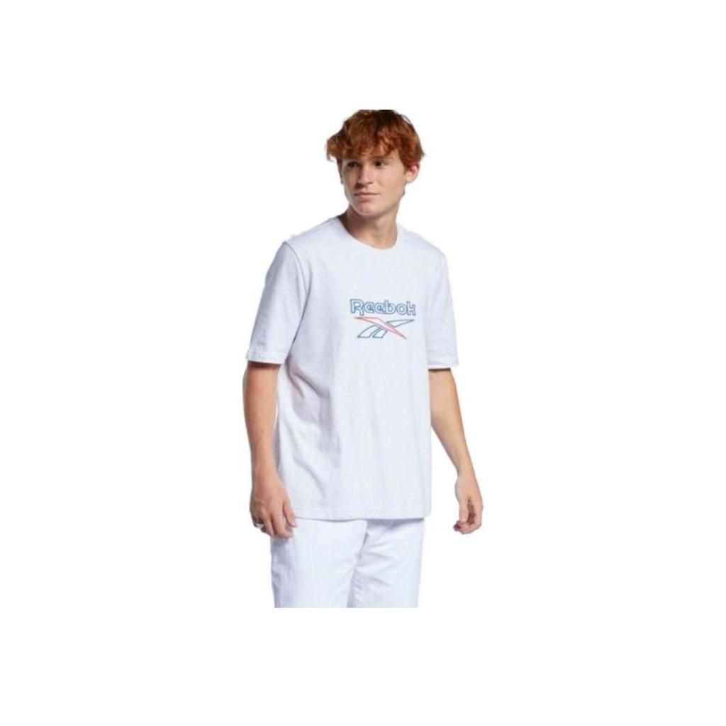 Reebok American Retro Casual Logo Print Short Sleeve Crew Neck T-Shirt Unisex Tops Light-Gray GU3876