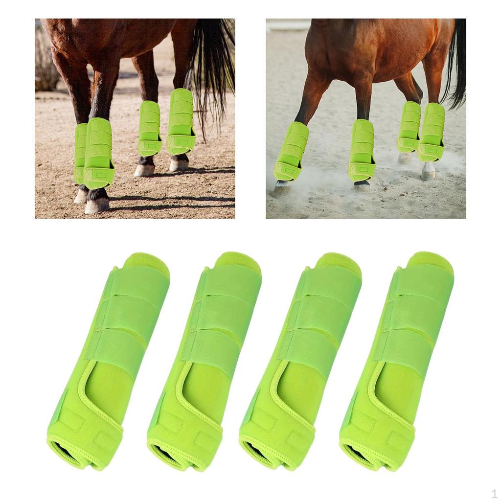 4 Pieces Horse Boots Leg Covers Reusable Breathable Durable Adjustable Wraps Set Guard for