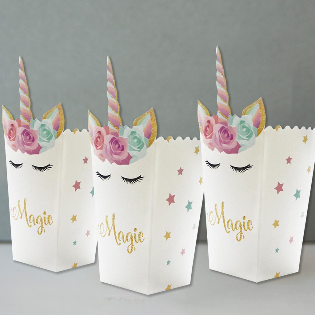Unicorn Party Pattern Snacks Popcorn Packaging Paper Box Props Decoration