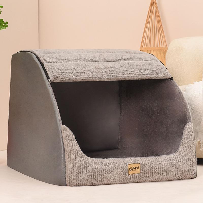 

New Kennel Warm Winter Medium Large Dog Golden Retriever Removable and Washable Closed Bed Room Villa Cat Nest Pet Supplies M-45X35X30CM серый