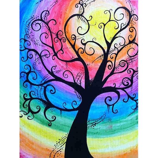 huacan Paint With Diamonds Scenery Tree Diamond Painting Full Round Landscape Picture Of Rhinestone Mosaic Flowers