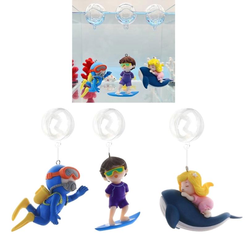 Floating Diver Device Aquarium Ornament Lovely Girl on Whale Miniature DIY Toy
