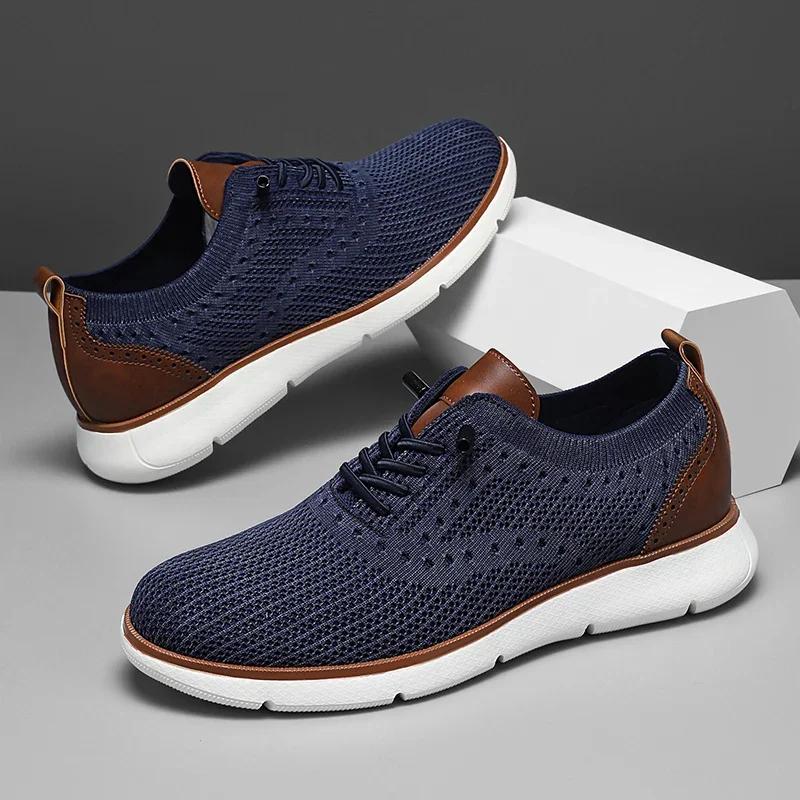 New Large Size Comfortable Men's Shoes Light Fashion Casual Sports Shoes Breathable Flying Mesh Top Loafers