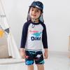 Boys' Long Sleeve Split Cartoon Dinosaur Swimsuit Set
