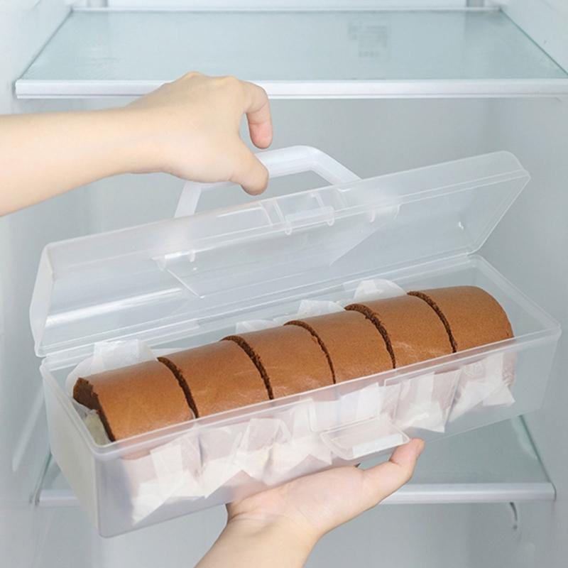 Convenient Kitchen Cakes Organizers Roll Cake Preservation Box Airtight Seal Kitchen Storage Plastic Container