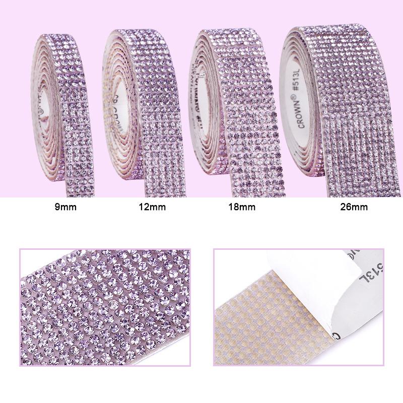 Color Rhinestone Diamond Strip Diy Accessories Row Diamond Tape Diamond Strip Diamond Sticker Self-Adhesive Jewelry Adhesive Clothing Accessories