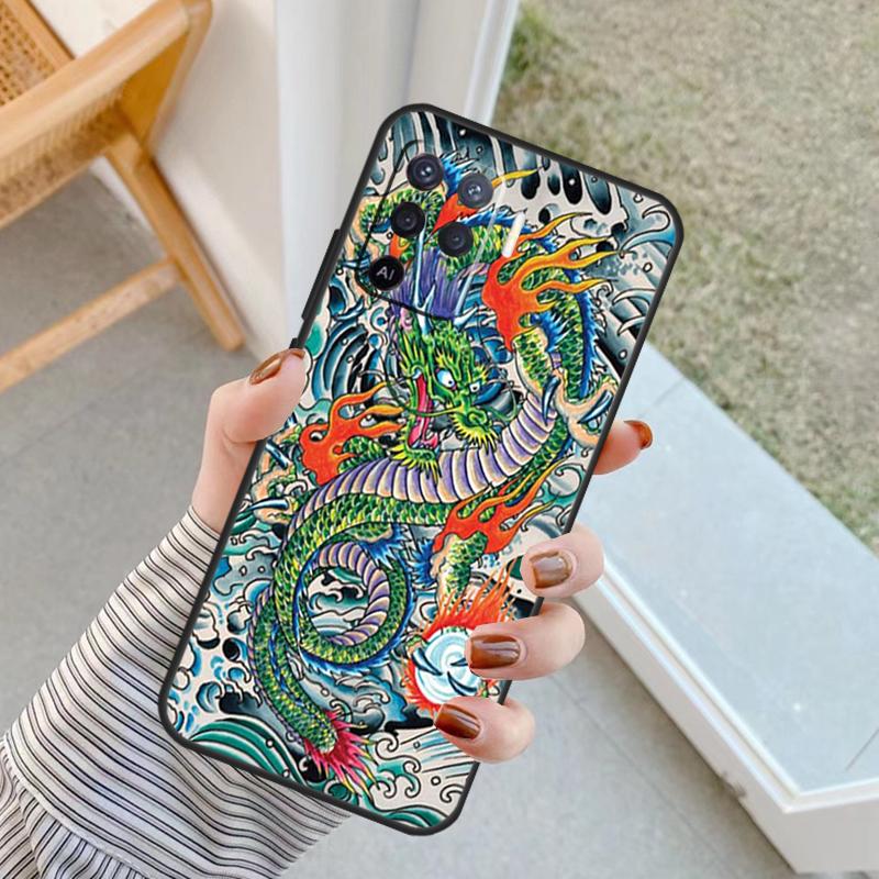 Japanese Wave Anime Dragon Case For Oppo A18 A78 A98 A38 A58 A60 A80 A40 A96 A76 A16 A94 A74 A54 A15 A17 A57 A77 A5 Pro