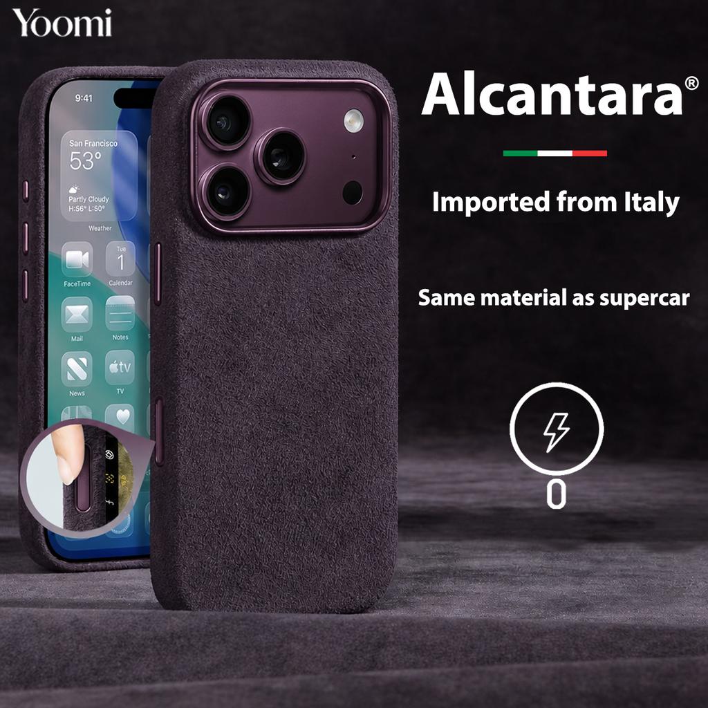 For iPhone 18 Pro Max Alcantara Magnetic Case With MagSafe Supercar Same Suede Luxury Leather Cover For iPhone 18 17 Pro Max