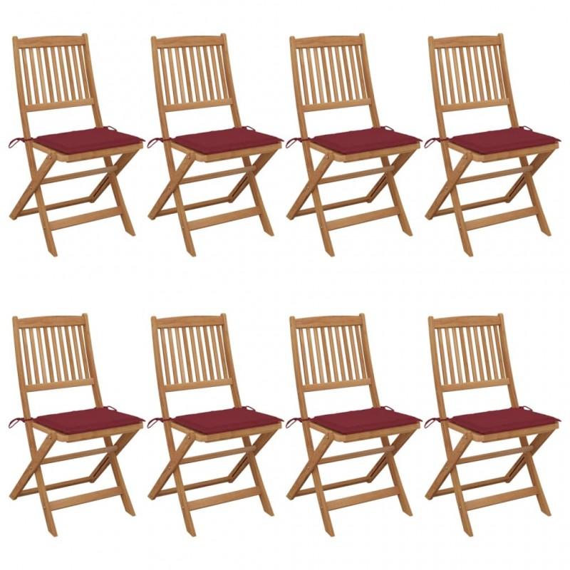 Day and Night - Day and Night Folding Garden Chairs 8 Units and Cushions Solid Acacia Wood