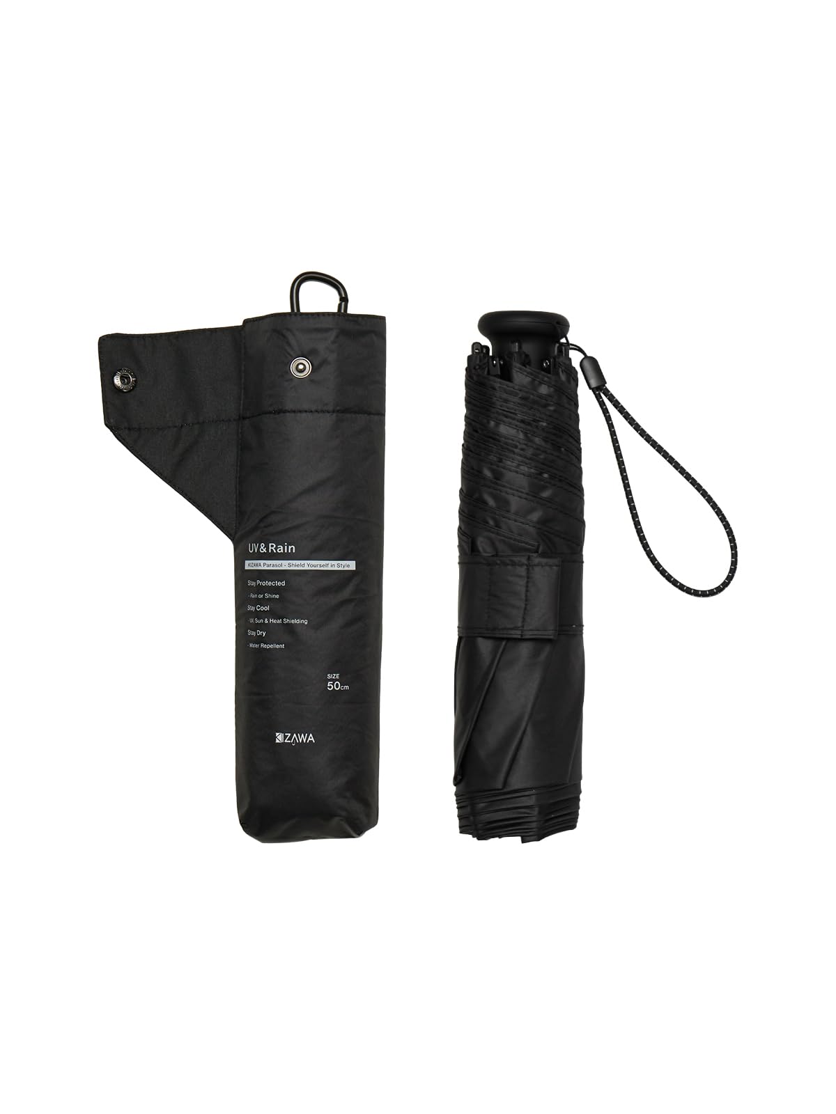 

KIZAWA Lightweight and Suitable for Sun and 55cm and 50cm Carabiner Folding UV Light Folding Full Light Level 5 Water Heat Folding Large Heat чёрный