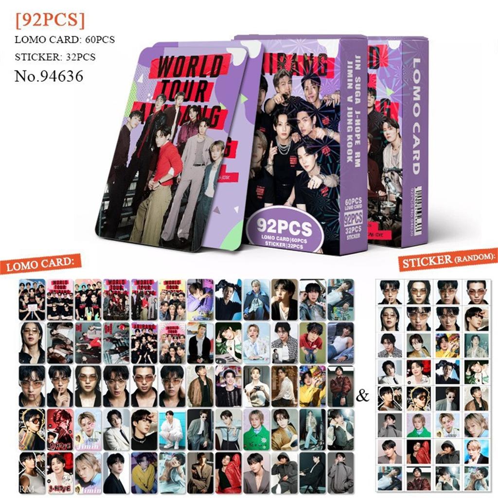 92PCS Kpop Photo Card Collection Set LOMO Card Sticker Pack for Fans Album Decoration Scrapbooking Gift World Tour Design