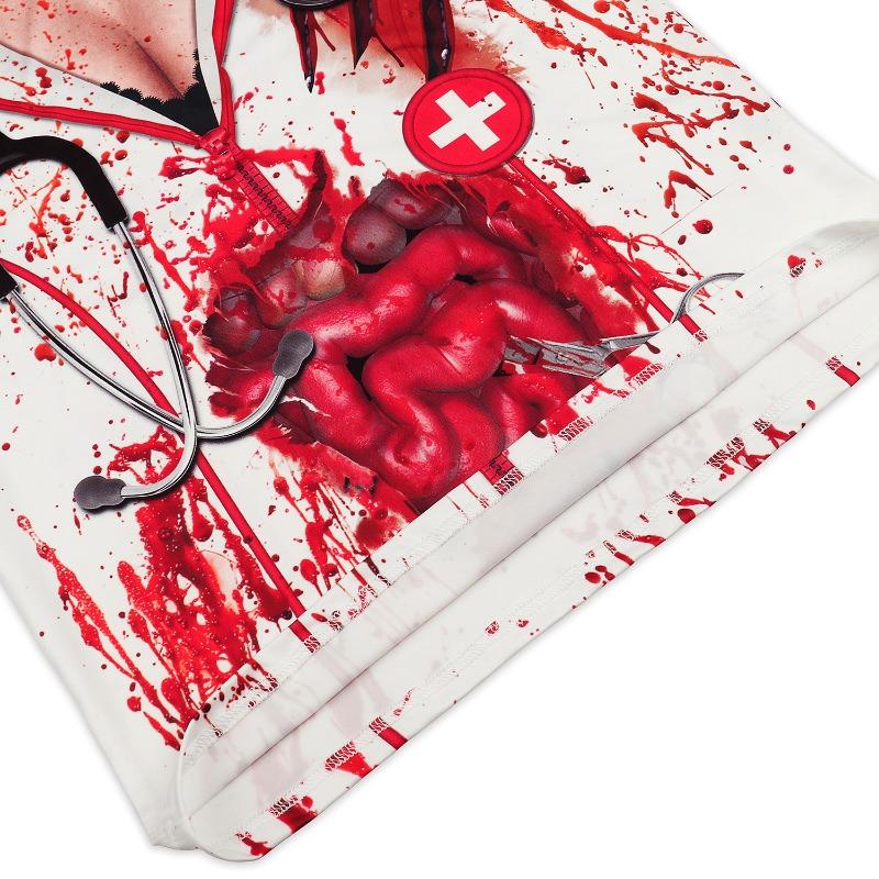 Eyab Halloween Holiday Nurse Zombie Digital Print Short Sleeve T-Shirt
