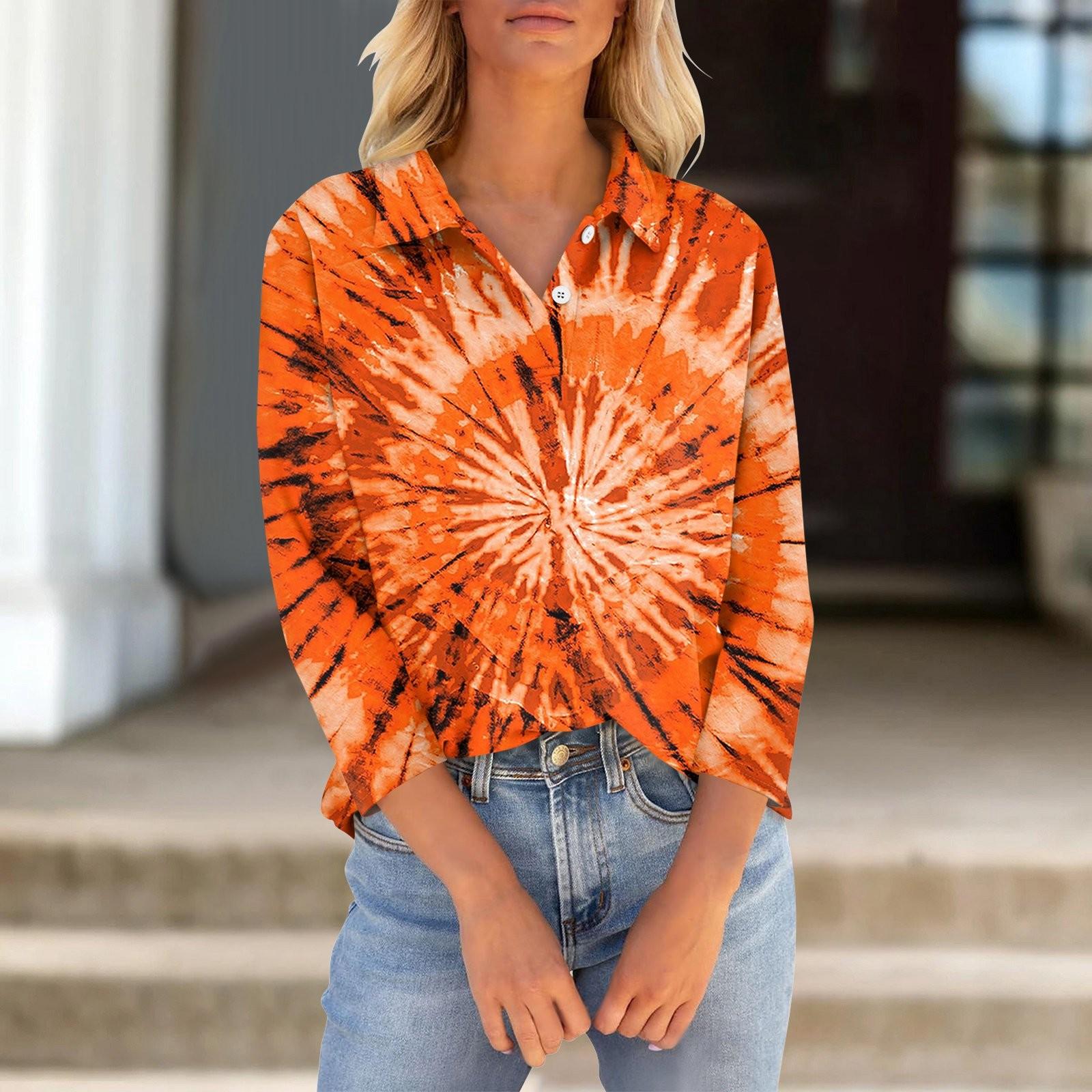 

Женская футболка с рукавами семь четвертей, V-образным вырезом, застегивающаяся на пуговицы, с принтом свободного кроя на Хэллоуин XL жёлтый