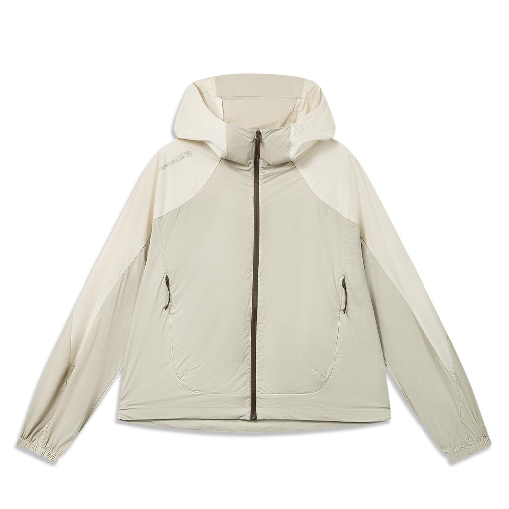 Li Ning Outdoor CF Water-Resistant Windbreaker Comfortable Loose Sports Jacket Women Jackets Coconut-Khaki Xuan-Paper-White AFDW796-4